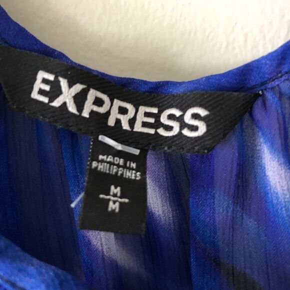 Express  Chiffon Elastic Waist Criss Cross Back Hi-Lo Mini Dress Size Medium - Picture 3 of 11